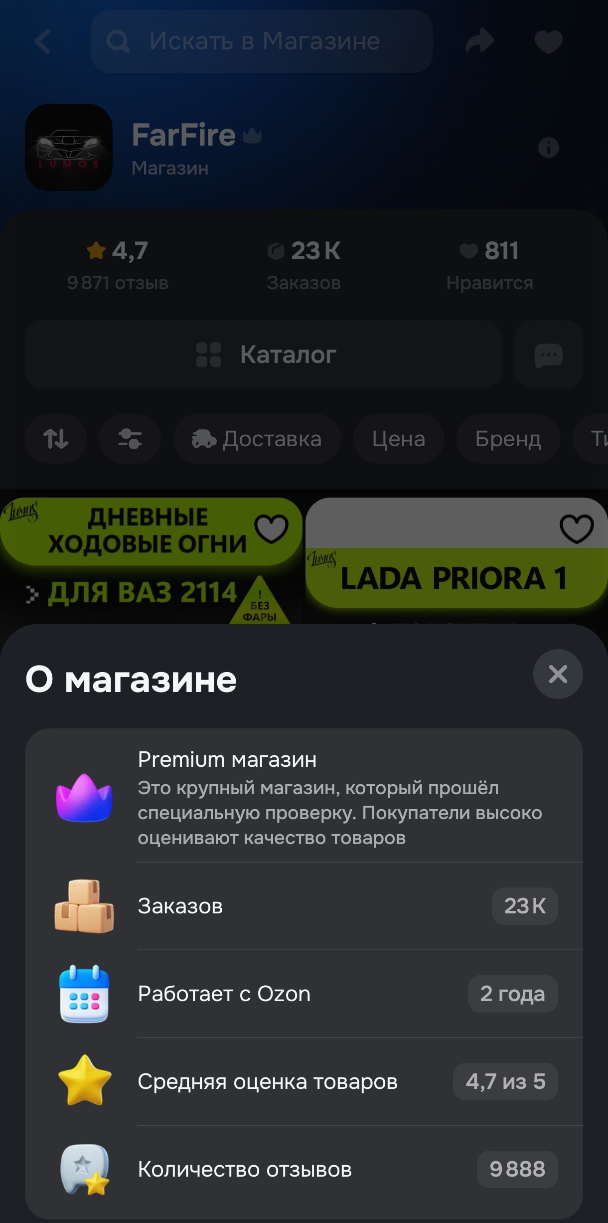 Карточка AMALED на OZON FF